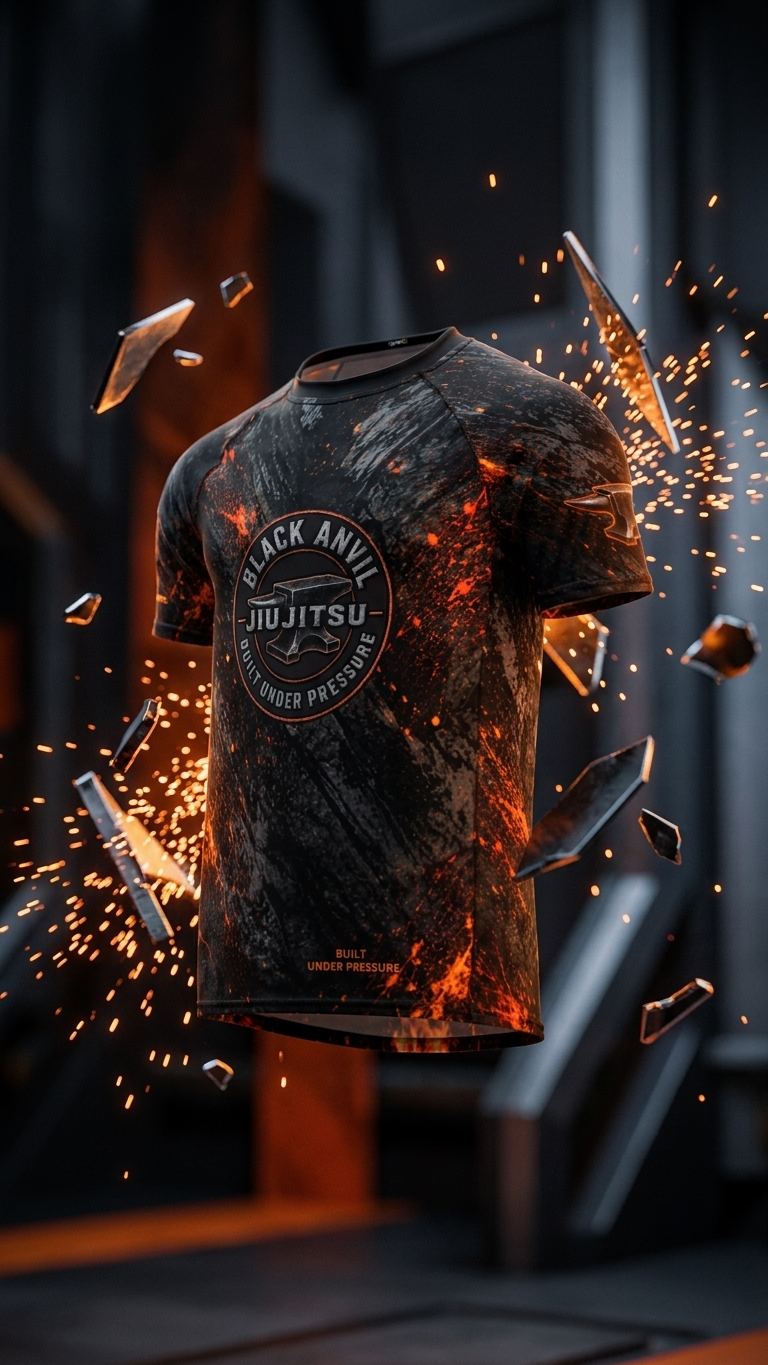 Black Anvil Performance Short Sleeve Rashguard- Orange Flames