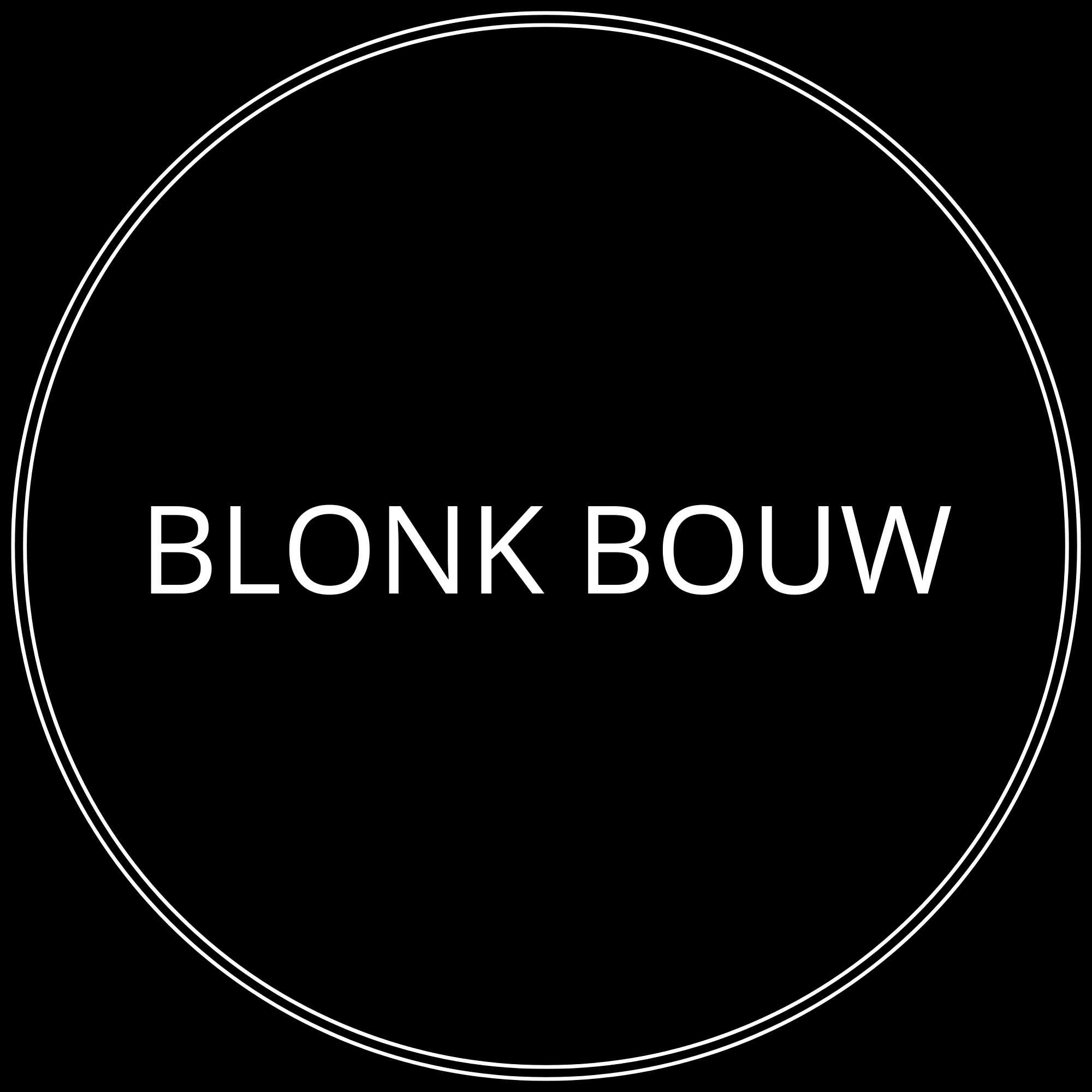 Black circular logo with white outline and text reading 'BLONK BOUW' in the center.
