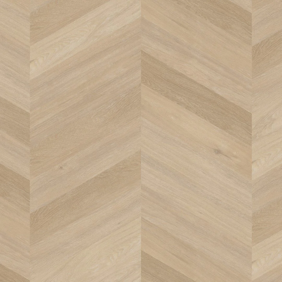 Light-colored wood floor with a herringbone pattern.