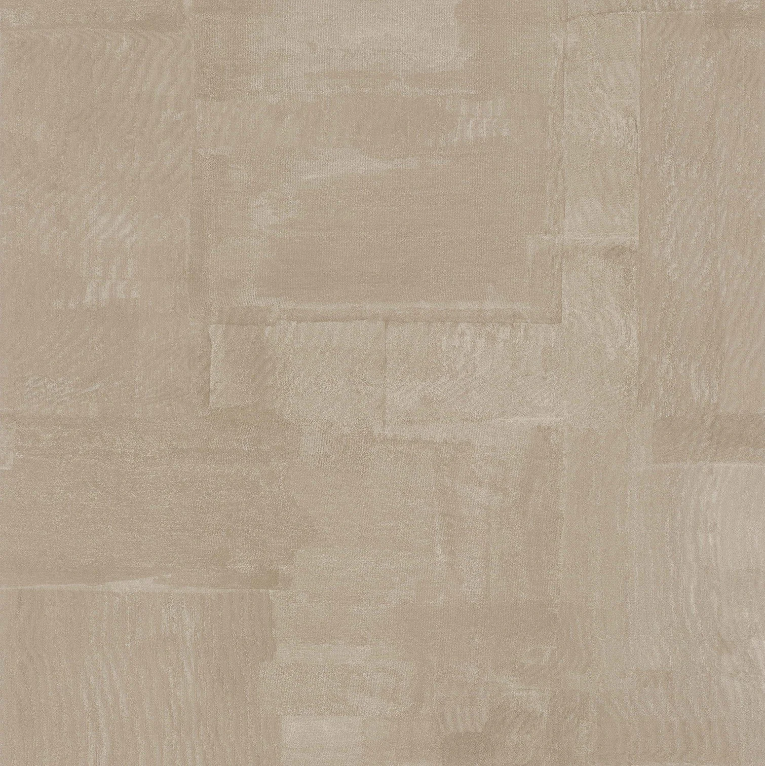 A beige patterned wooden floor with intertwined wood grain patterns.