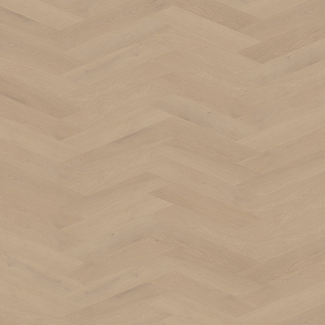 Light-colored wooden chevron-patterned hardwood floor.