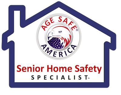 Logo for Age Safe America with text 'Senior Home Safety Specialist' inside a house outline.