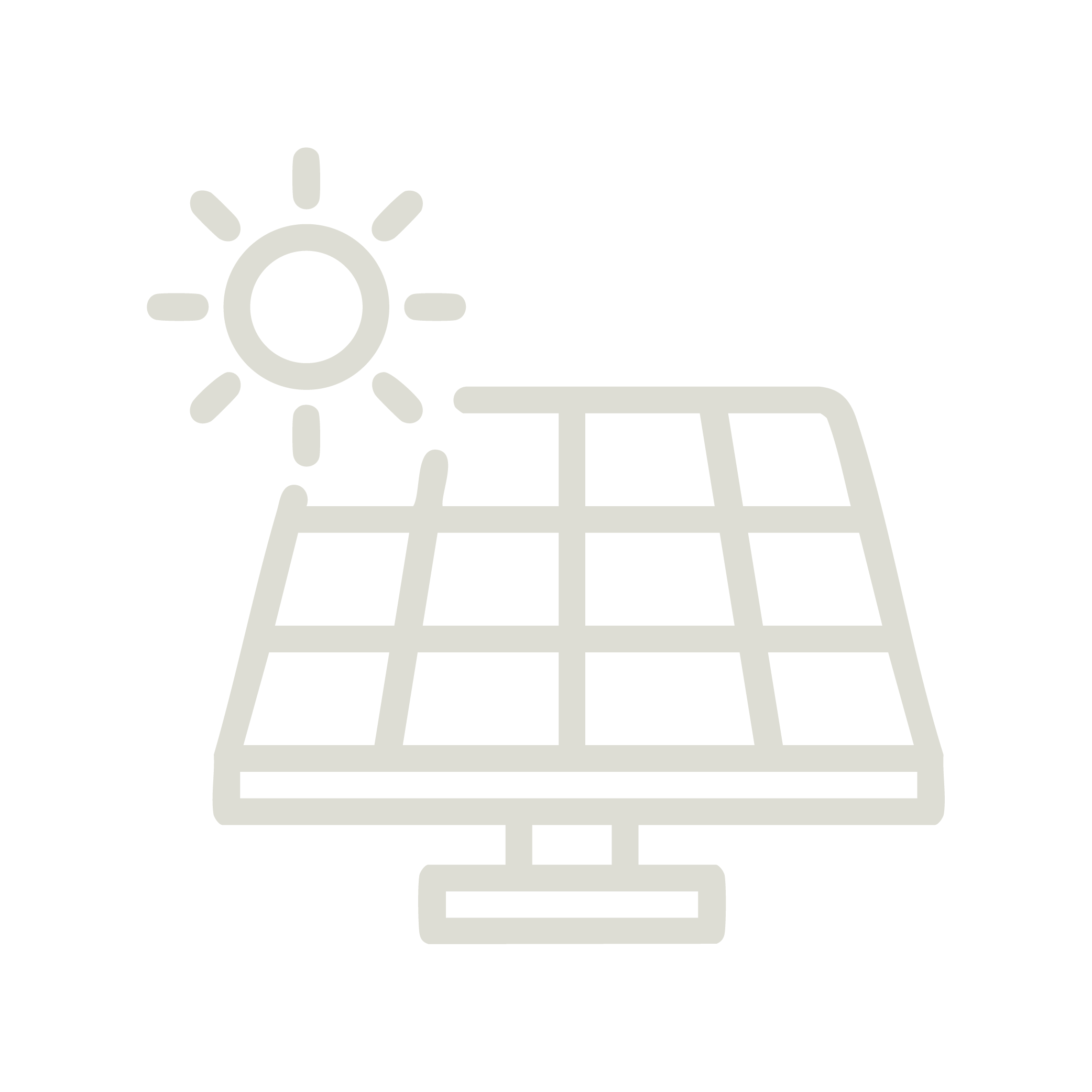 Line drawing of a solar panel under the sun.