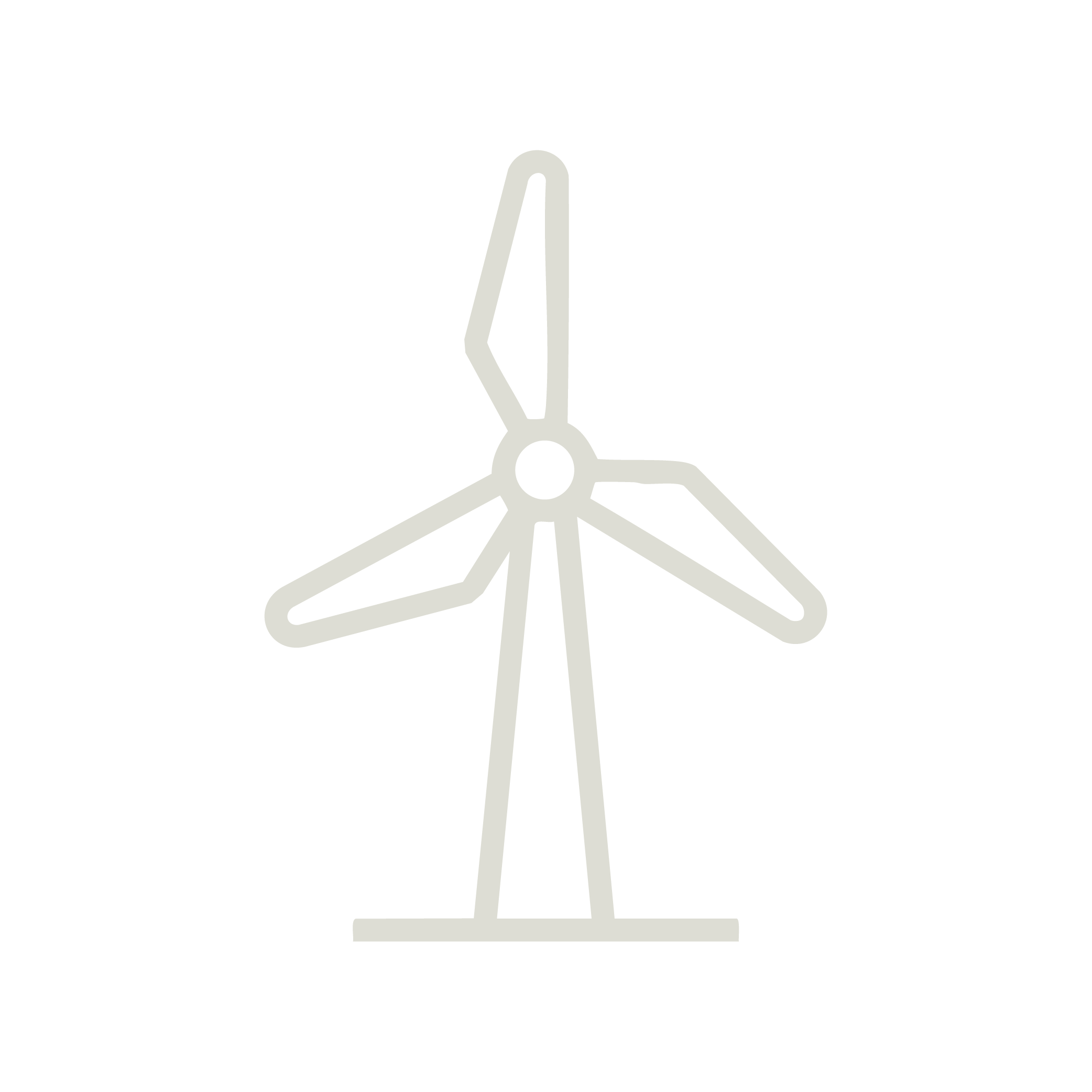 Line drawing of a wind turbine on a black background.