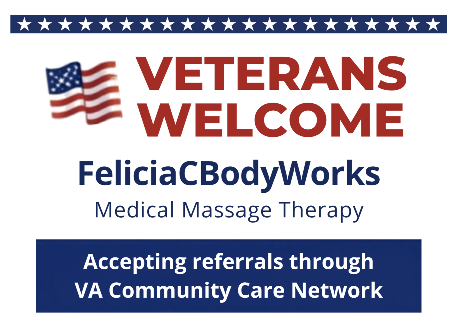 FeliciaCBodyWorks Massage Therapist Veteran Care Provider