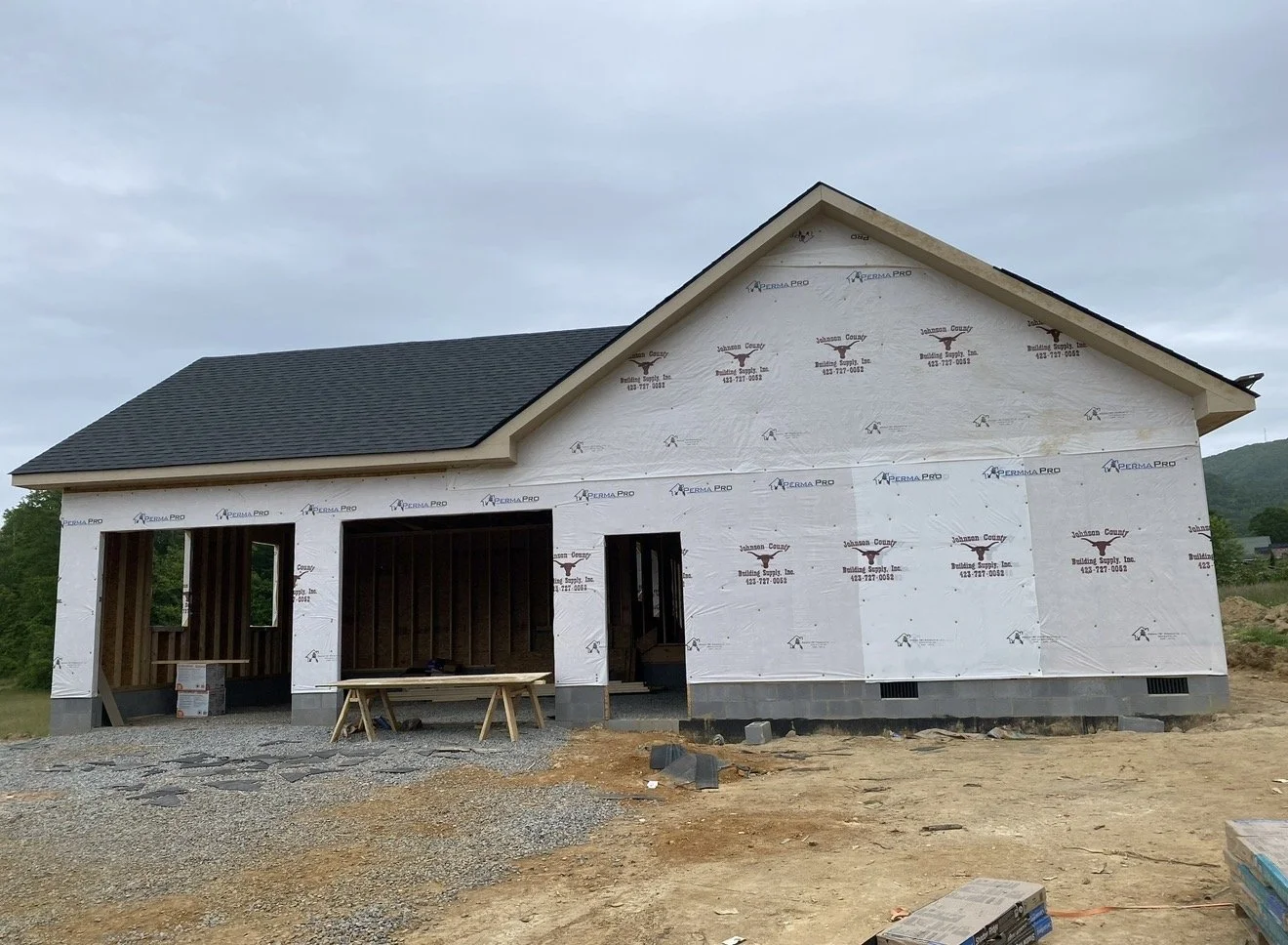 A house under construction with by Antonio's Construction serving Ashe and Watauga County in North Carolina.