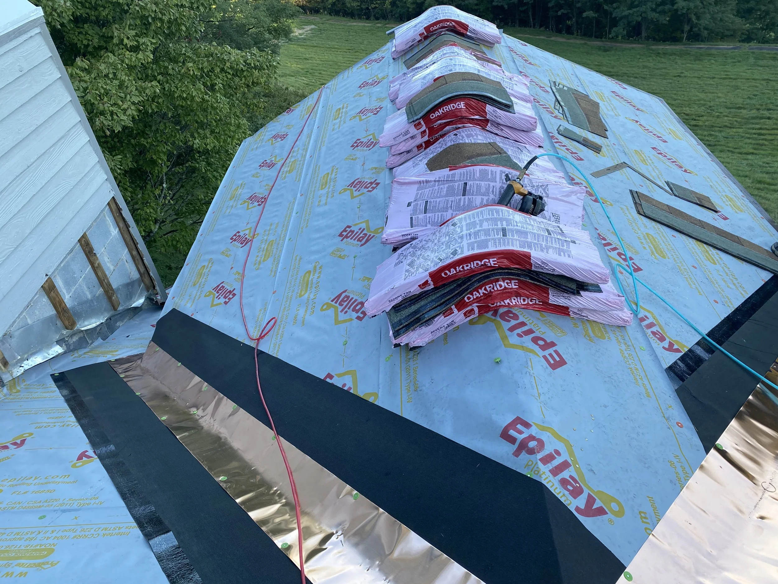Roof under construction with insulation materials, by Antonio’s Construction providing exterior construction in Ashe County and Watauga County, NC