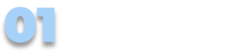 Large blue number "01" next to black text that says "Starting your own business is easier than you think".