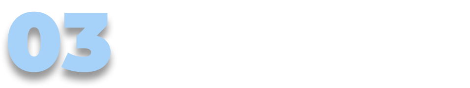 Text displaying the number 03 in large blue font on a black background.