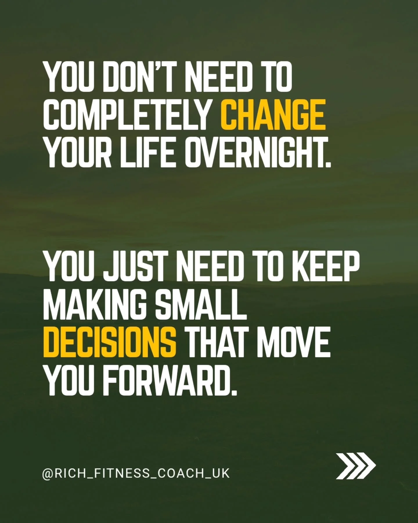 A lot of people quit because they think progress needs to happen fast.

In reality, most meaningful change happens slowly.

One workout. One walk or just one better decision at a time.

We don&rsquo;t need to be perfect, perfection doesn't exist. 
We