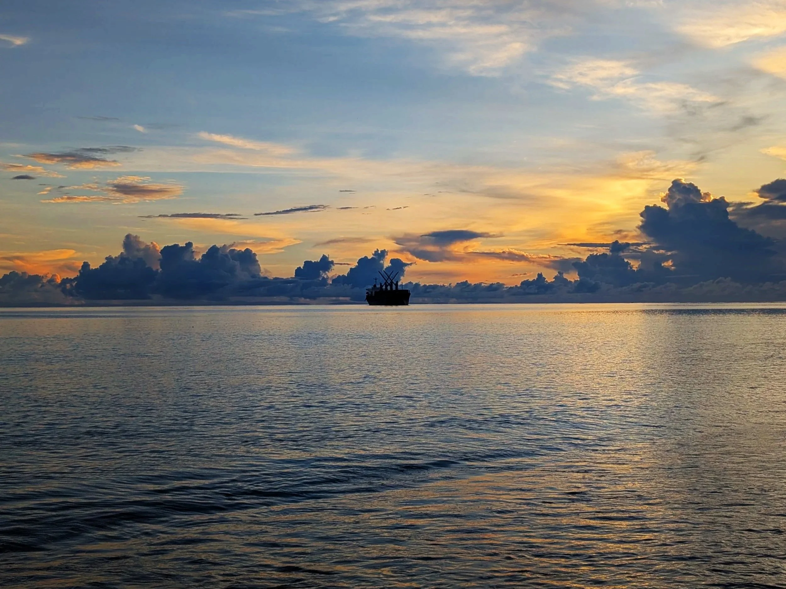 a logging ship waiting to be loaded