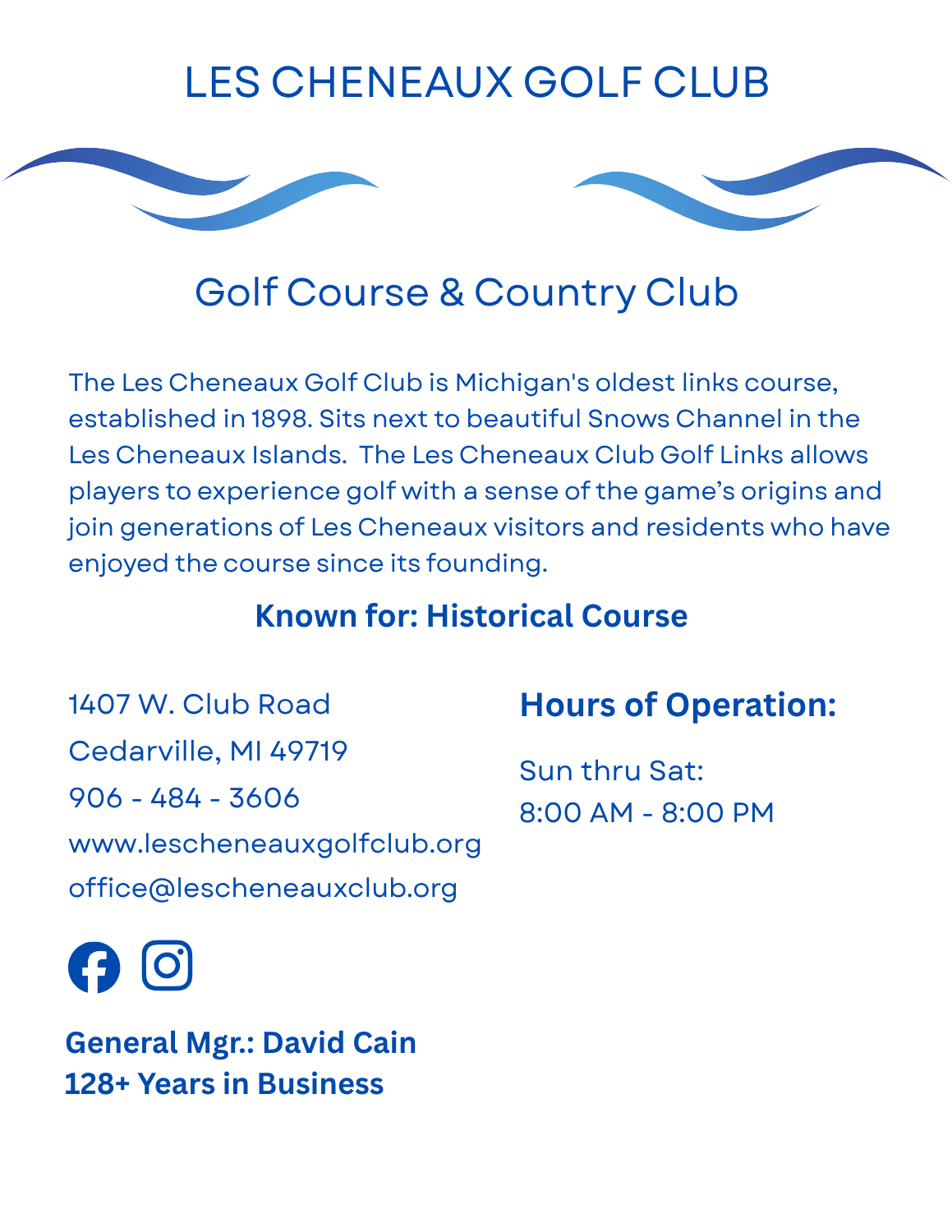 Les Cheneaux Golf Club logo – historic golf course in Cedarville, Michigan