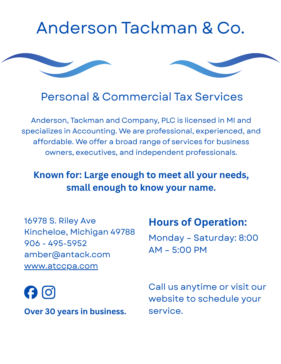 Anderson Tackman & Co. illustration representing professional accounting, tax preparation, and financial services in Kincheloe, Michigan.