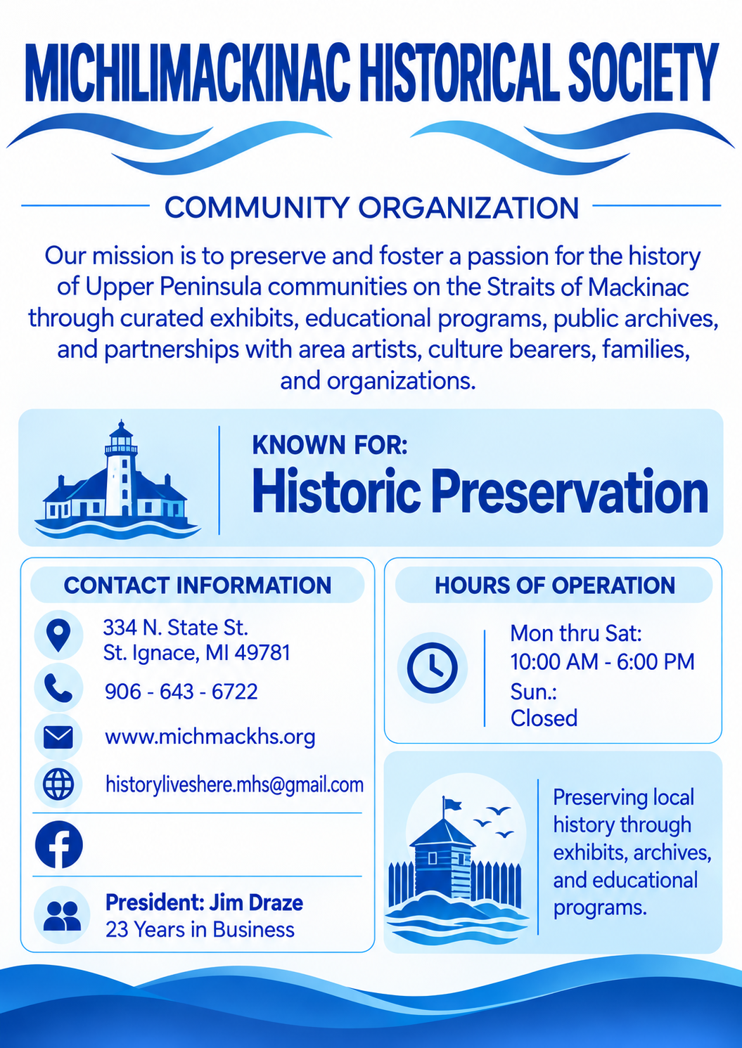 MICHILIMACKINAC HISTORICAL SOCIETY