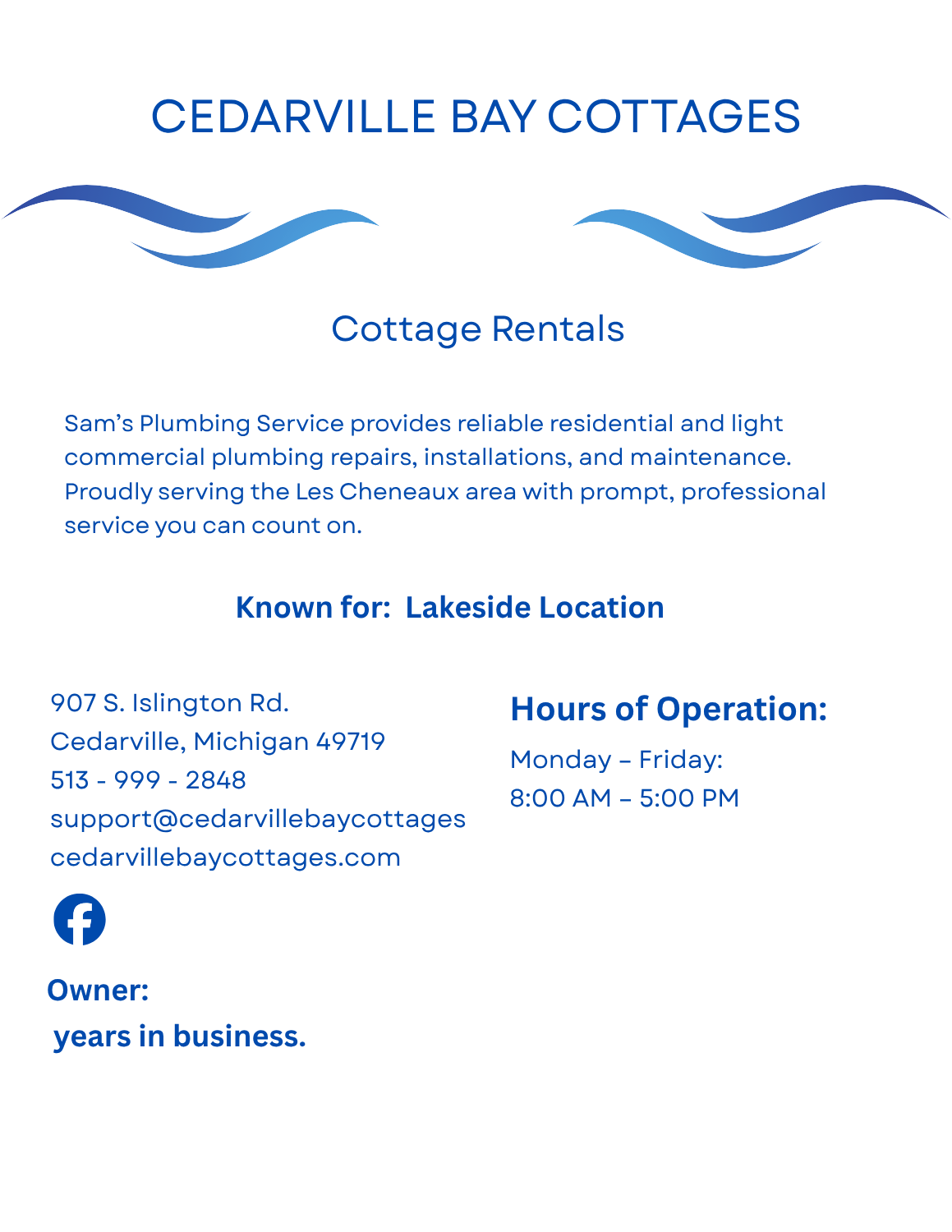 Cedarville Bay Cottages page – waterfront vacation cottages in Cedarville, Michigan