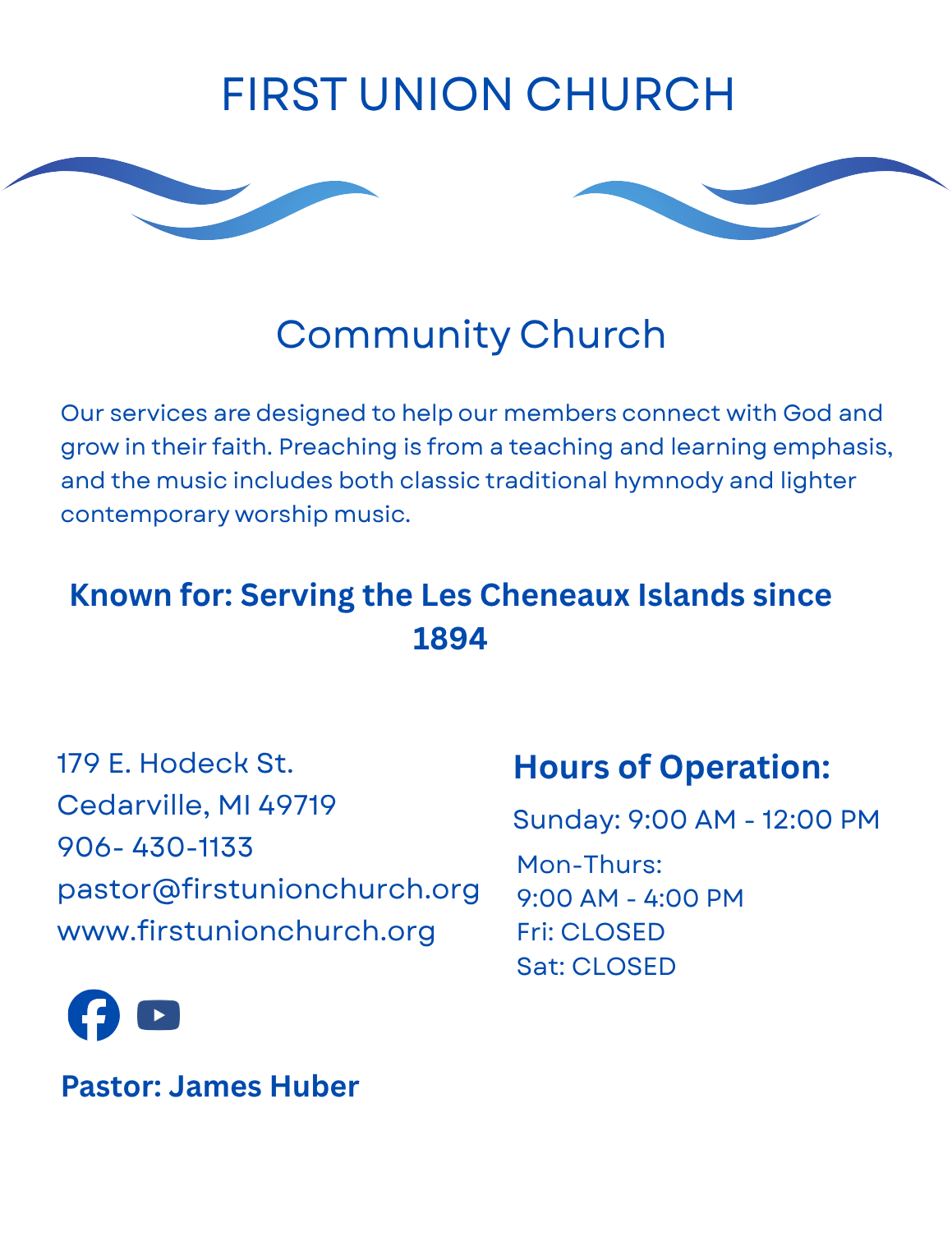 First Union Church page – community church in Cedarville, Michigan