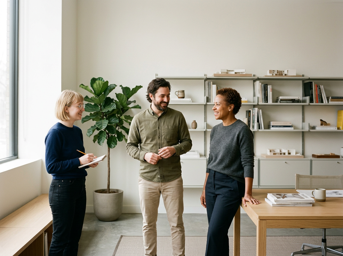 Three people talking in a professional office – Banking, Insurance & Finance businesses in the Les Cheneaux Islands