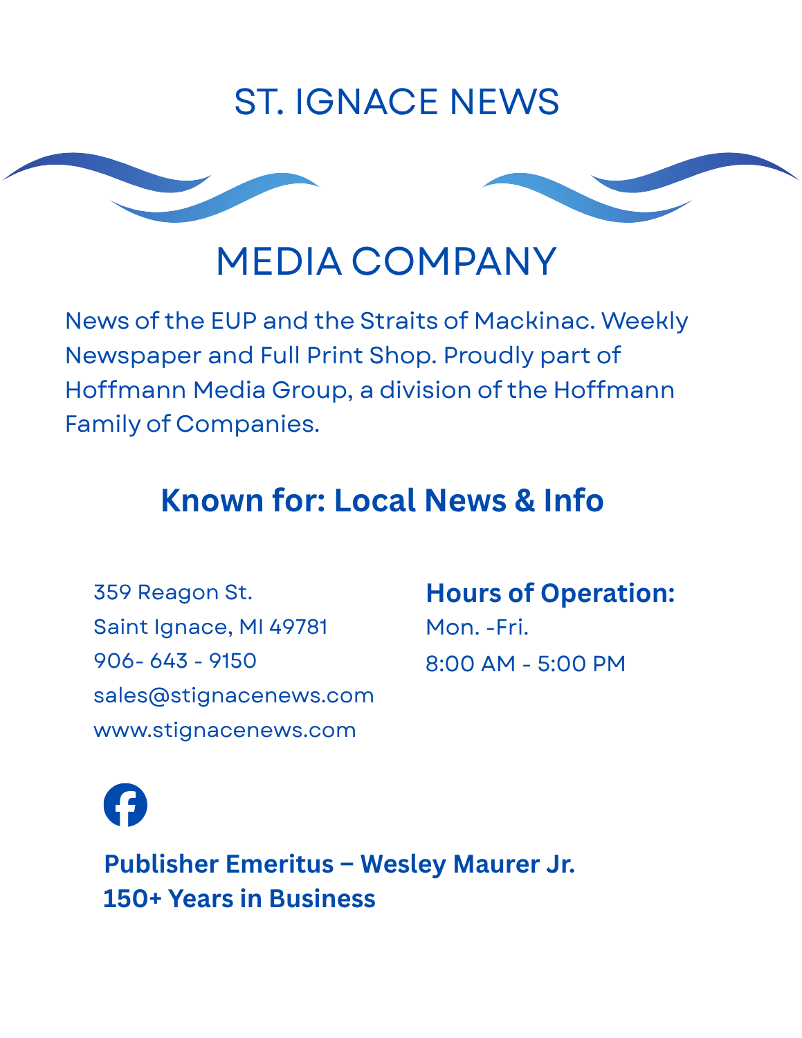 St. Ignace News page – local newspaper and print shop in St. Ignace, Michigan