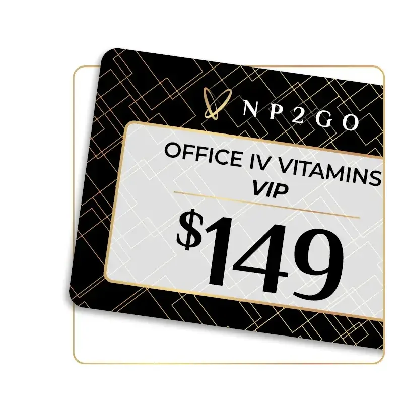 Price tag for office IV vitamins VIP, priced at $149.