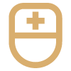Icon of a capsule pill with a medical cross on it