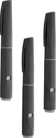 Three black cylindrical speakers of varying heights on a plain white background.