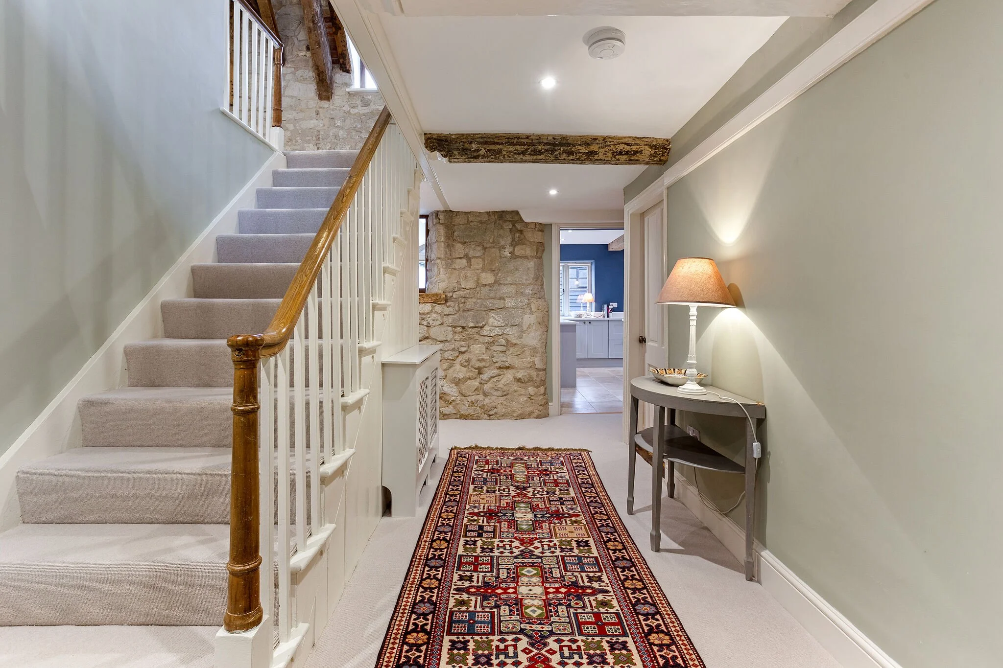 Hallway in original part of renovated listed Georgian farmhouse