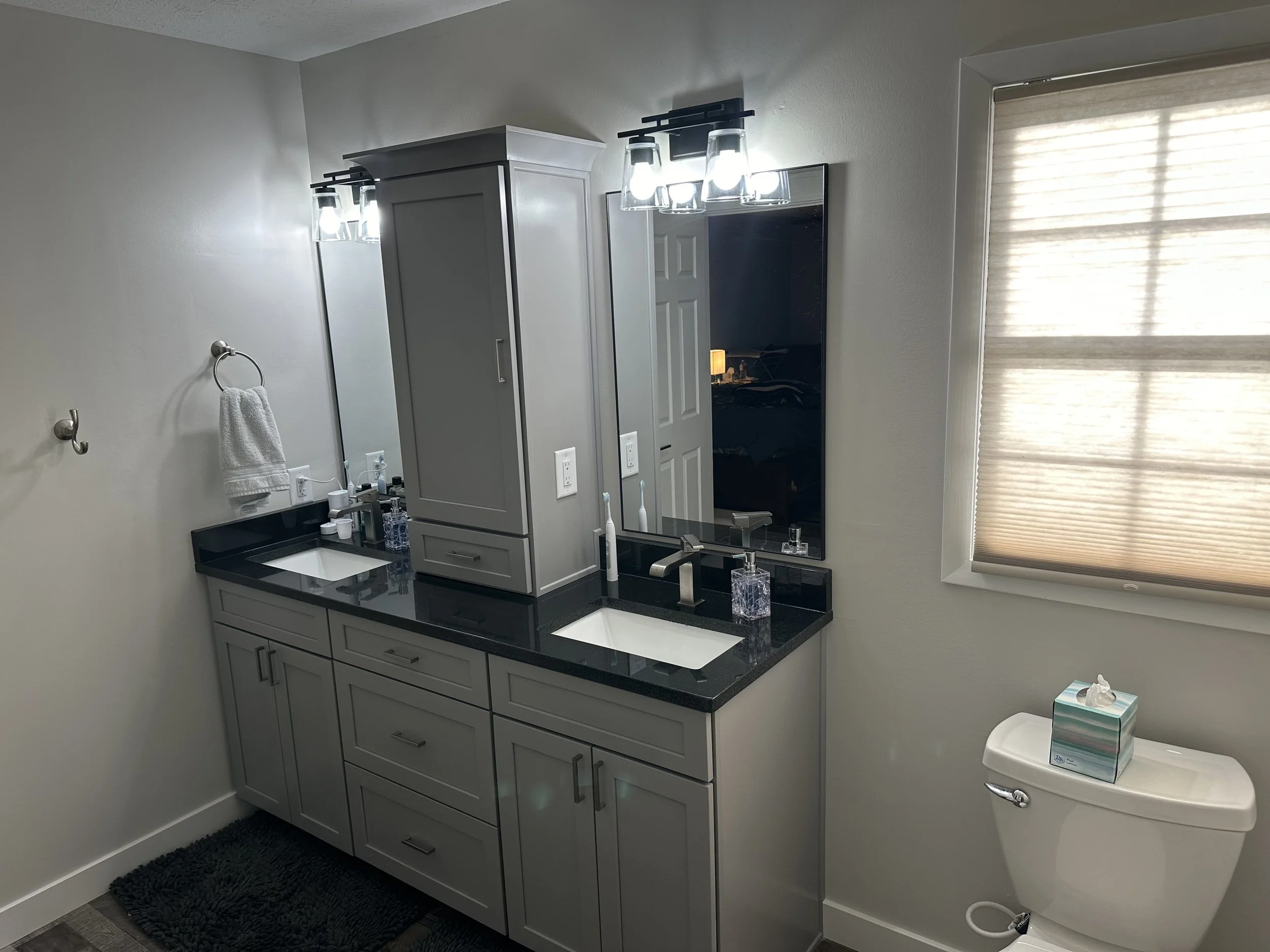 HM Remodeling bathroom remodel with frameless glass shower in South Bend Indiana