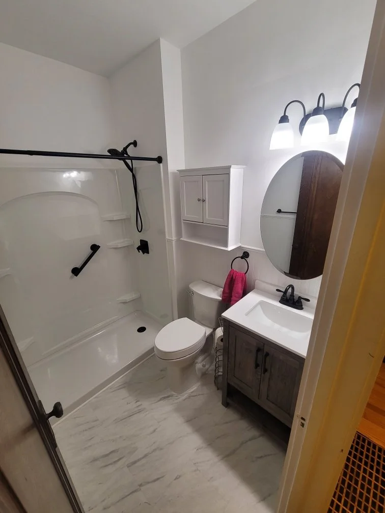 HM Remodeling bath refresh with new tub surround and fixtures in South Bend Indiana