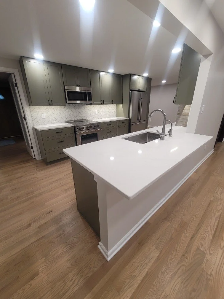 HM Remodeling modern kitchen remodel with updated cabinets and fixtures in Granger Indiana