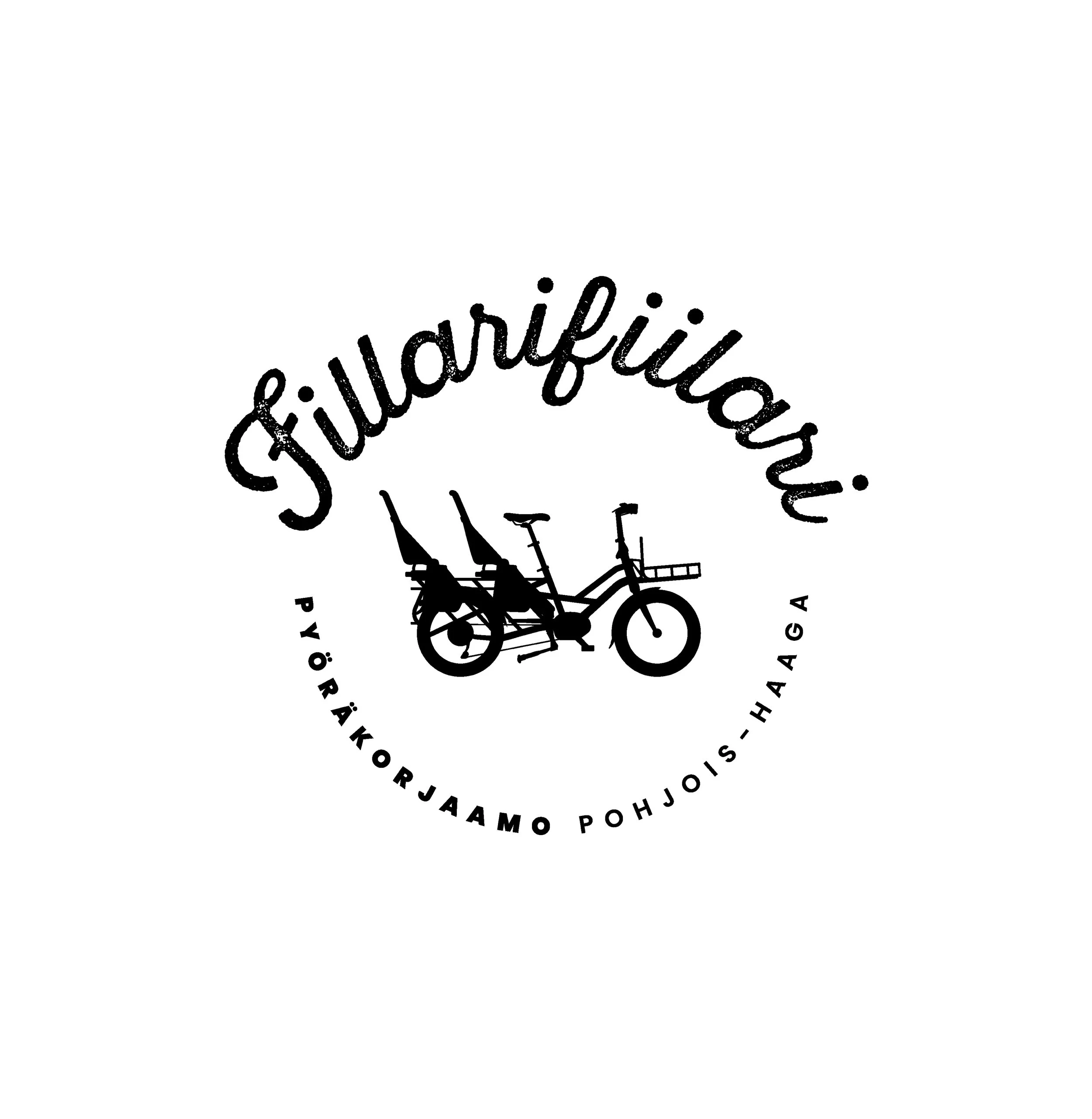 Kuvassa olevan pyöräkorjaamo Fillarifiilarin tunnuksen on suunnitellut Pauliina Ilonoja