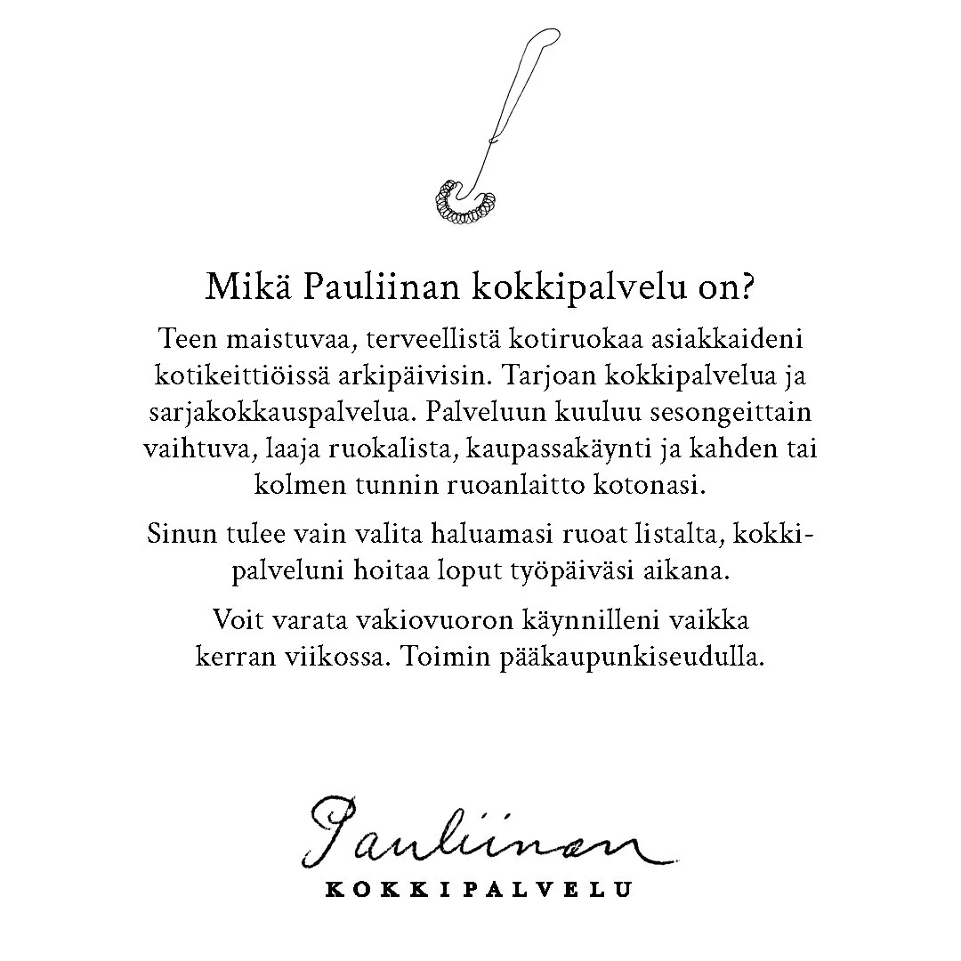 Kuvassa Pauliinan kokkipalvelun kuvaus.