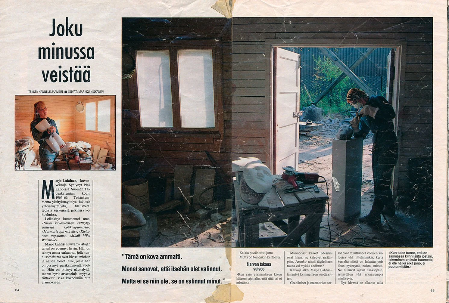 Kuvanveistäjä Marjo Lahtinen-Tapperin elämäntyö näkyväksi verkkosivustolle. Suunnittelia Pauliina Ilonoja. Skannasin vanhoja lehtijuttuja referensseiksi sivustolle.