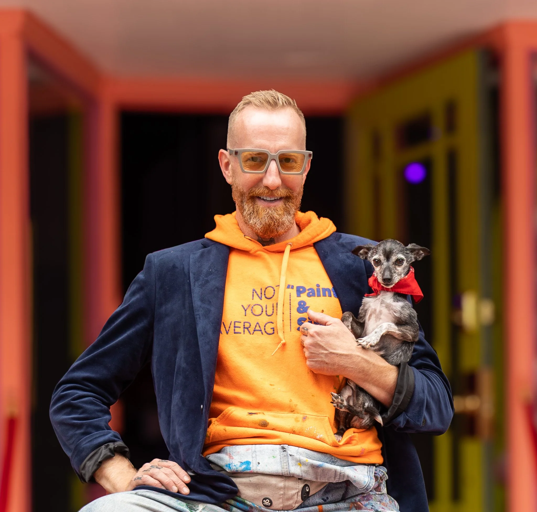 James, founder of RUCKUS, welcomes guests and their pets to Cincinnati's inclusive creative community space offering art classes, private events, workshops, and experiences for everyone.