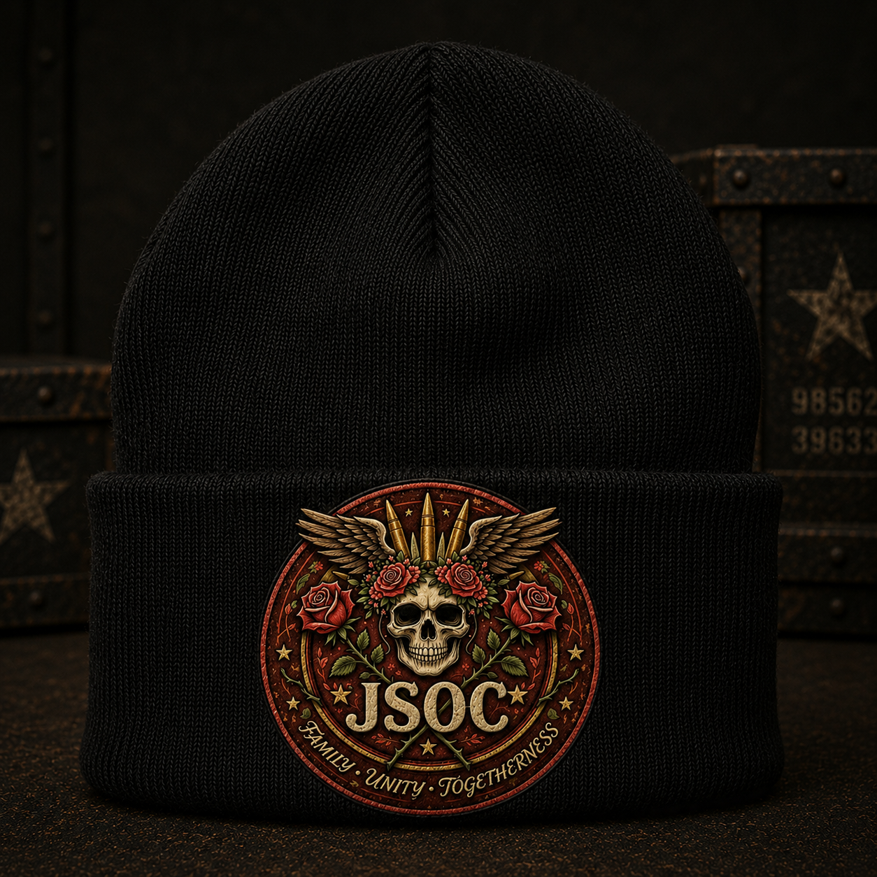 JSOC Skull & Wings Knit Beanie