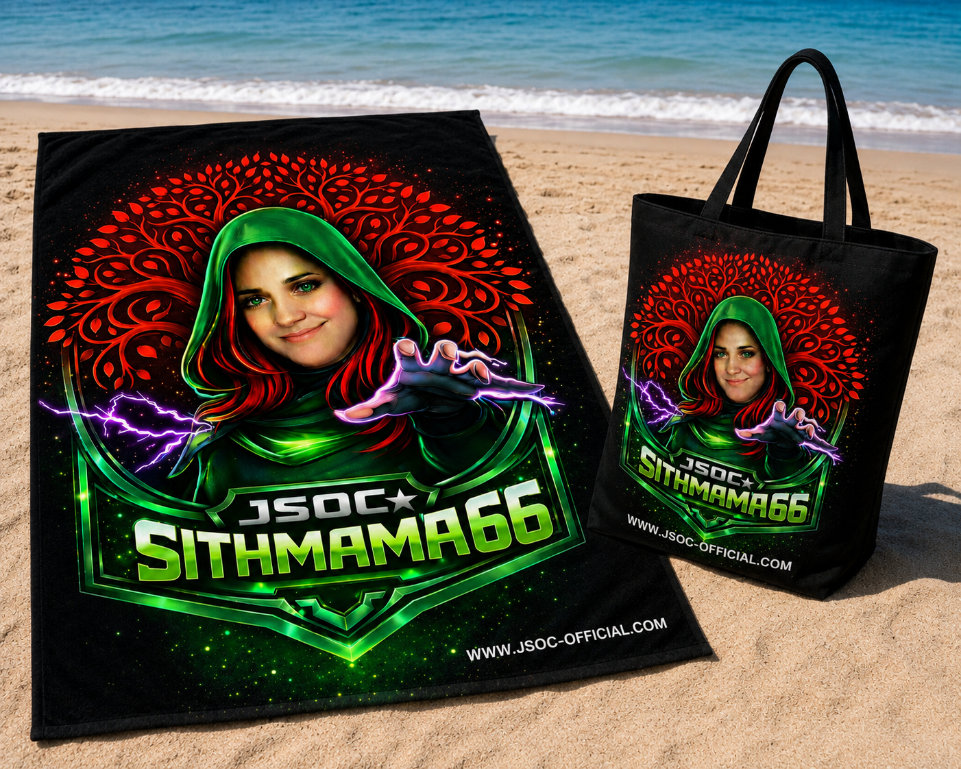 Custom Sithmama66 Beach Towel and Tote Set