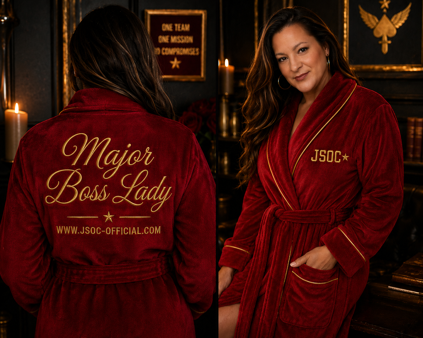 'Major Boss Lady' Embroidered Luxury Robe