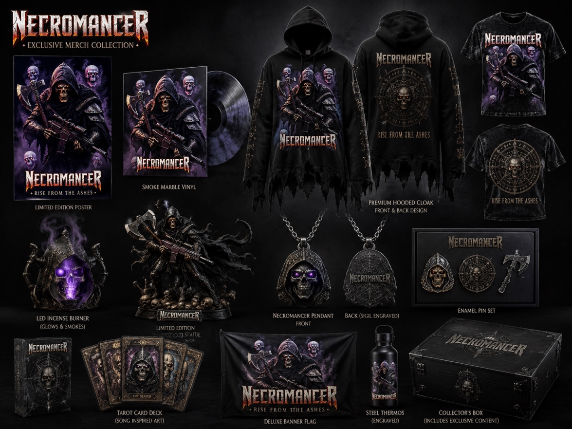 Necromancer 'Rise from the Ashes' Complete Merch Collection