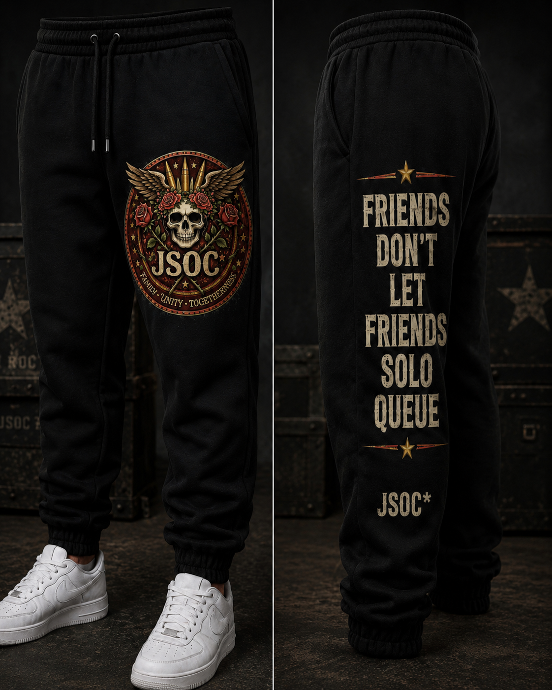 'Friends Don't Let Friends Solo Queue' Graphic Joggers