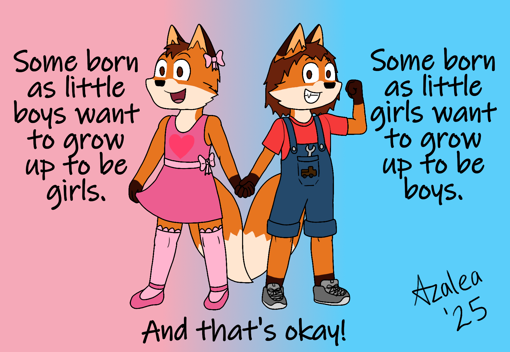 Two crossdressing fox kits