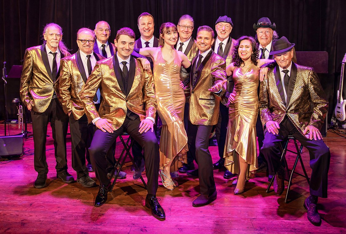 Pure Gold Showband stage photo taken between a double header at the Legacy Theatre December 6 2025