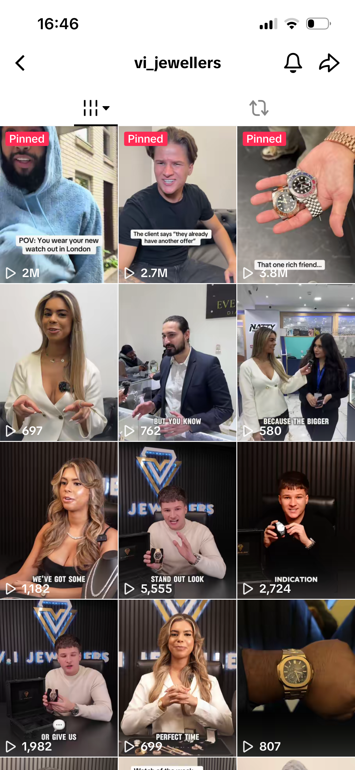 V.i Jewellers TikTok views.