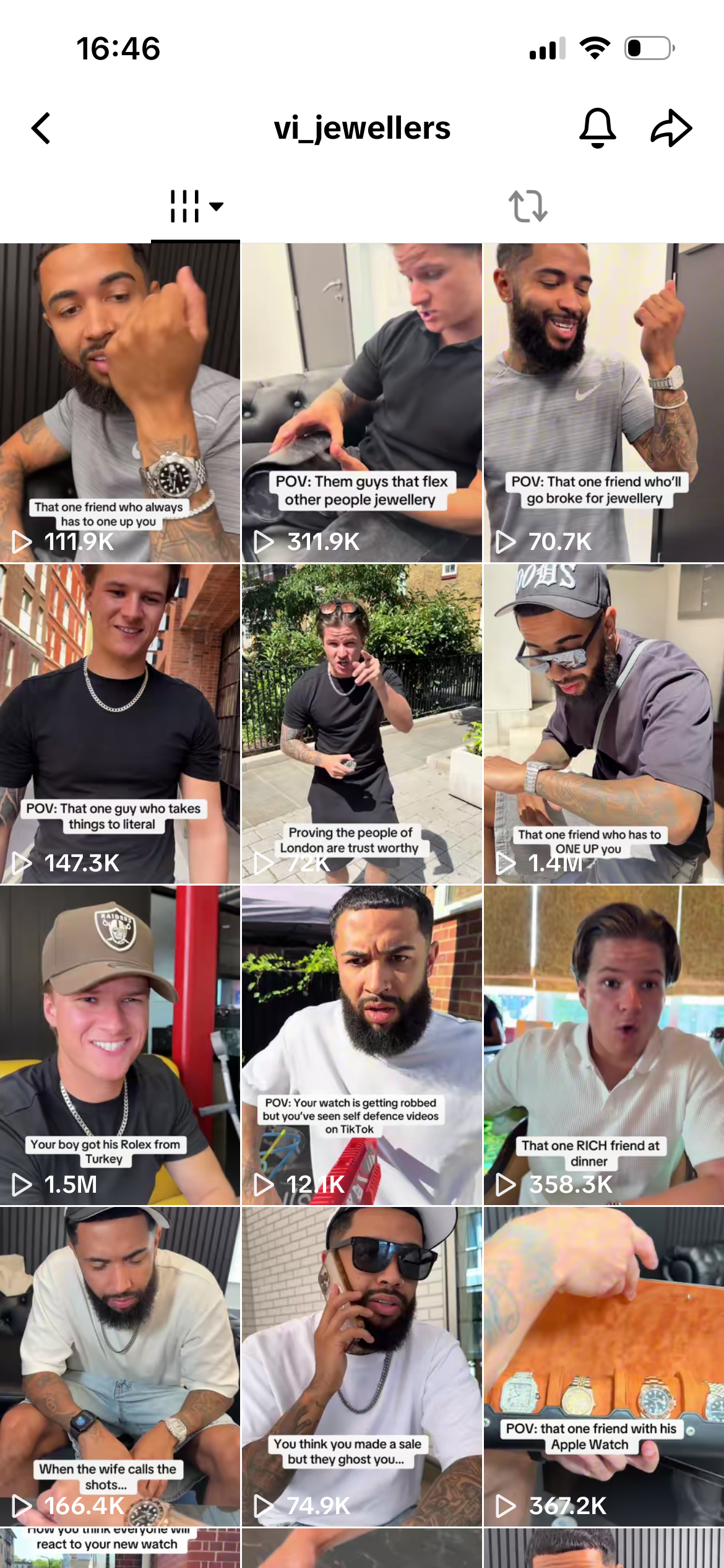 V.i Jewellers TikTok views.
