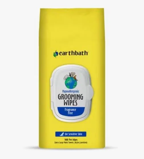 Earthbath Hypo-Allergenic Fragrance Free Cat &amp; Dog Grooming Wipes, 100 count