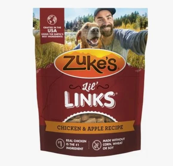 Zuke's Lil' Links Chicken &amp; Apple Recipe Gluten-Free Soft &amp; Chewy Dog Treats, 6-oz pouch