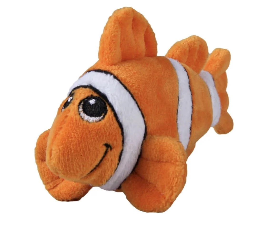 SmartPetLove Snuggle Puppy Tender-Tuffs Small Dog Toys - Orange Clownfish Dog Toy for Small Breeds with Puncture Resistant Squeaker