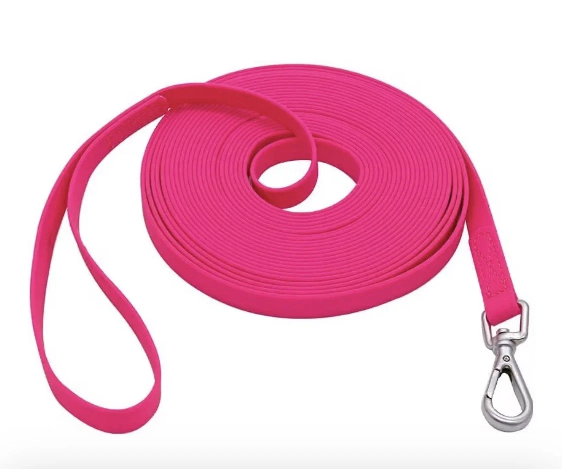 Waterproof Dog Training Leash 50FT 30FT 15FT 10FT 5FT Heavy Duty Long Lead for Large Medium Small Dogs (30FT, Pink)