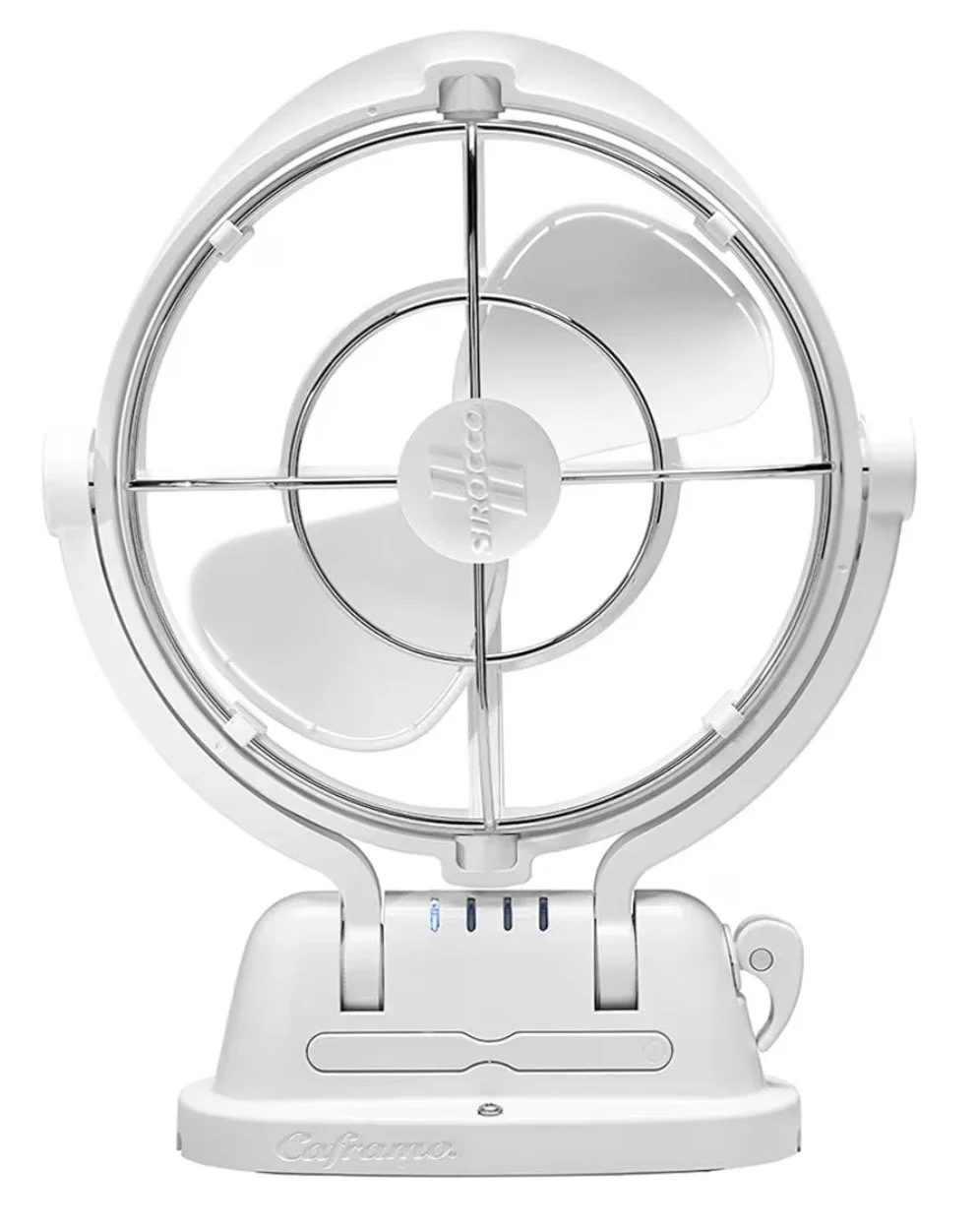 Sirocco II™ Fan from by Caframo. 12V/24V Auto-Sensing DC, Omnidirectional Low-Power Draw Fan for Boats and RVs. Hardwire Installation Required. Made in Canada. White.