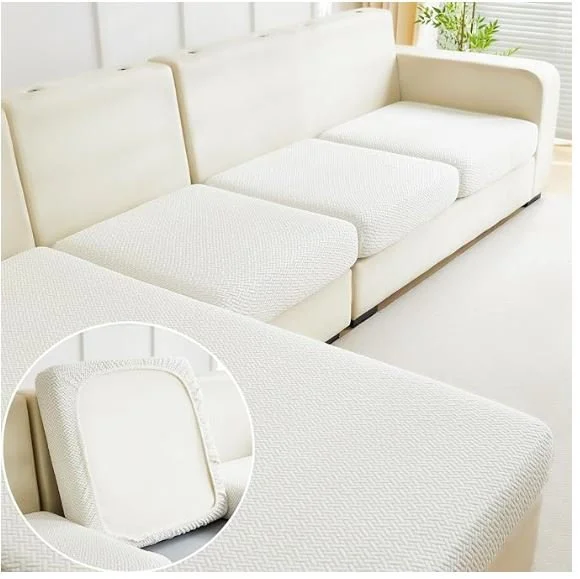 Sofa Covers Couch Covers for Sofa Pet Friendly Couch Cushion Covers Universal Sofa Covers Washable Stretch Slipcovers for Sectional Sofa (Texture Ivory White,Back Cover M)