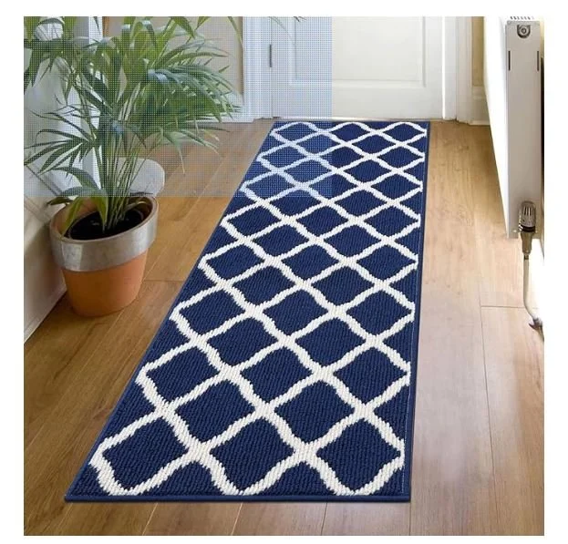 SHACOS Runner Rugs 20"x59" for Entryway Kitchen Hallway Indoor Washable Rug Runner Non Slip Rubber Backing Dirt Trapping Doorway Entrance Runner Rug, Navy Blue