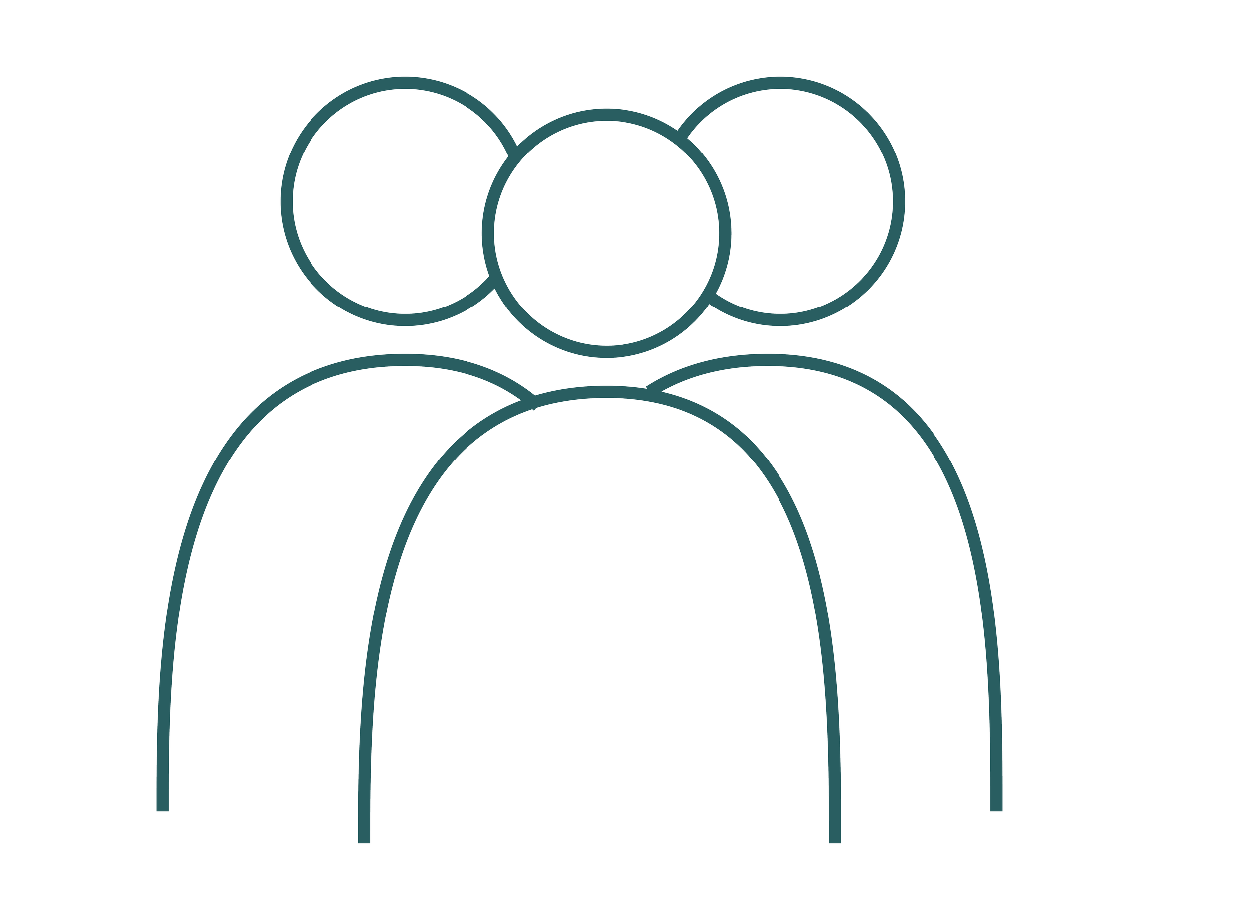 Illustration minimaliste de plusieurs silhouettes de personnes en ligne, côté face, avec des lignes simples et une couleur sombre sur fond transparent.